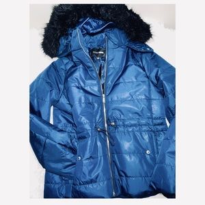 Puffer jacket with fur hoodie